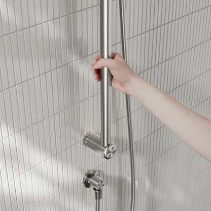 Calibre Mecca 25mm Grab Rail And Adjustable Shower Rail Set 900mm Brushed Nickel - NRCS004BN