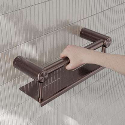 Calibre Mecca 25mm Grab Rail With Shelf 300mm Brushed Bronze - NRCR2512CBZ