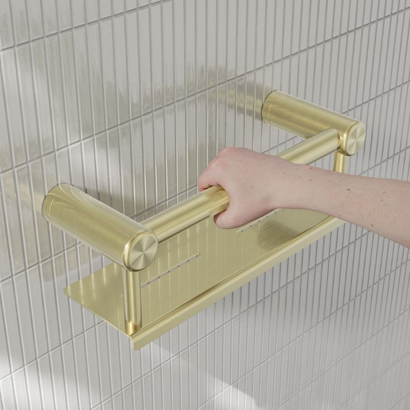 Calibre Mecca 25mm Grab Rail With Shelf 300mm Brushed Gold - NRCR2512CBG