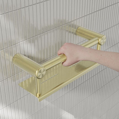 Calibre Mecca 25mm Grab Rail With Shelf 300mm Brushed Gold - NRCR2512CBG