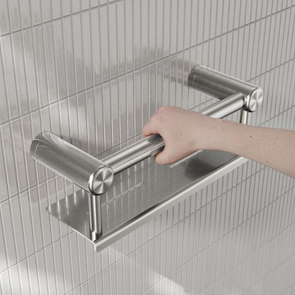 Calibre Mecca 25mm Grab Rail With Shelf 300mm Brushed Nickel - NRCR2512CBN