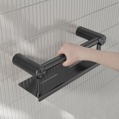 Calibre Mecca 25mm Grab Rail With Shelf 300mm Gun Metal - NRCR2512CGM