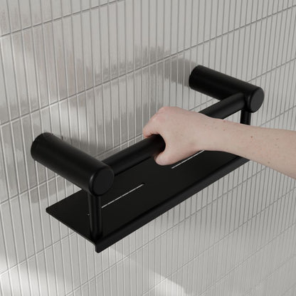 Calibre Mecca 25mm Grab Rail With Shelf 300mm Matte Black - NRCR2512CMB