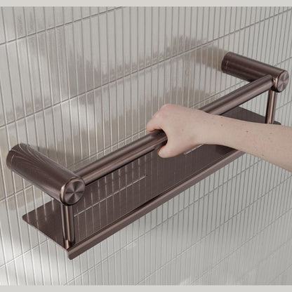 Calibre Mecca 25mm Grab Rail With Shelf 450mm Brushed Bronze - NRCR2518CBZ