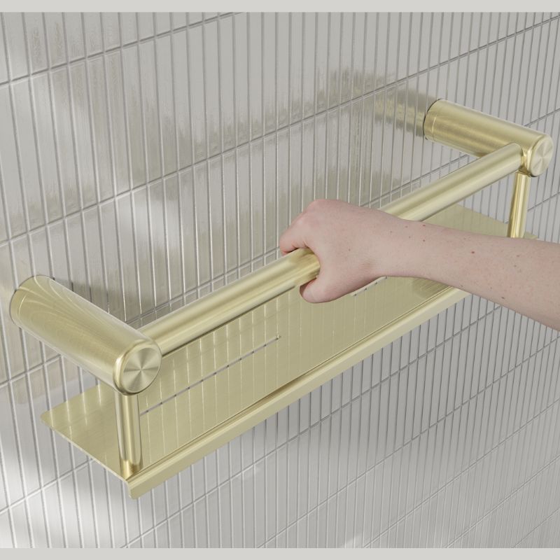 Calibre Mecca 25mm Grab Rail With Shelf 450mm Brushed Gold - NRCR2518CBG