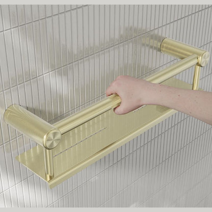 Calibre Mecca 25mm Grab Rail With Shelf 450mm Brushed Gold - NRCR2518CBG