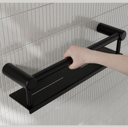 Calibre Mecca 25mm Grab Rail With Shelf 450mm Matte Black - NRCR2518CMB