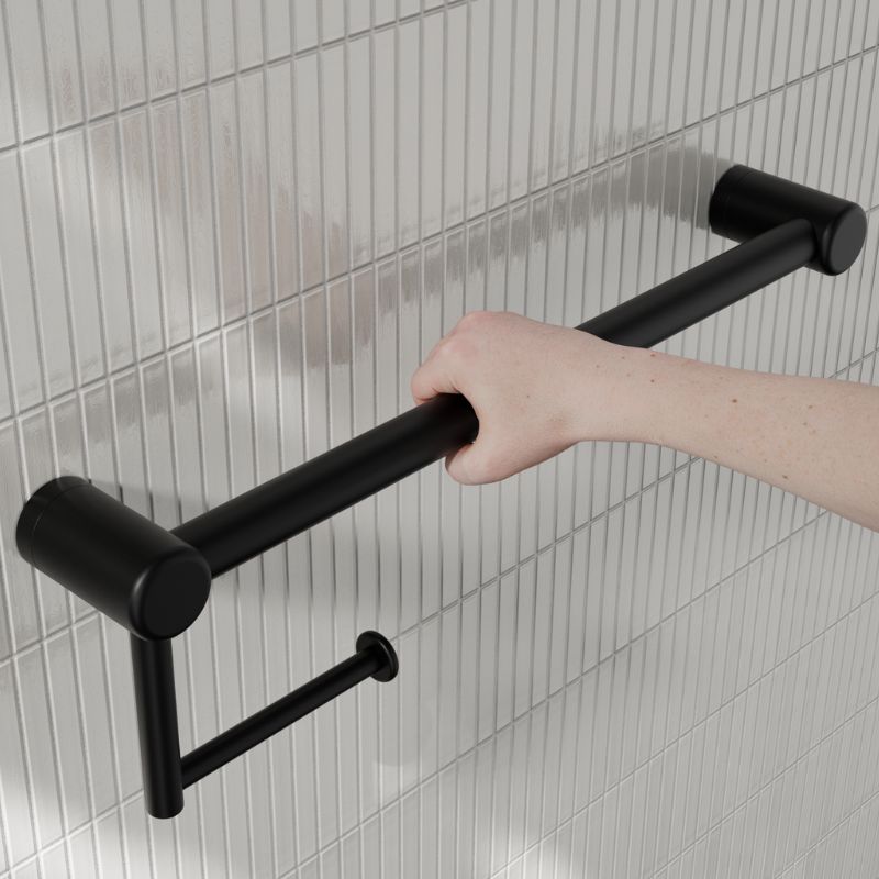Calibre Mecca 25mm Toilet Roll Rail 450mm Matte Black - NRCR2518AMB