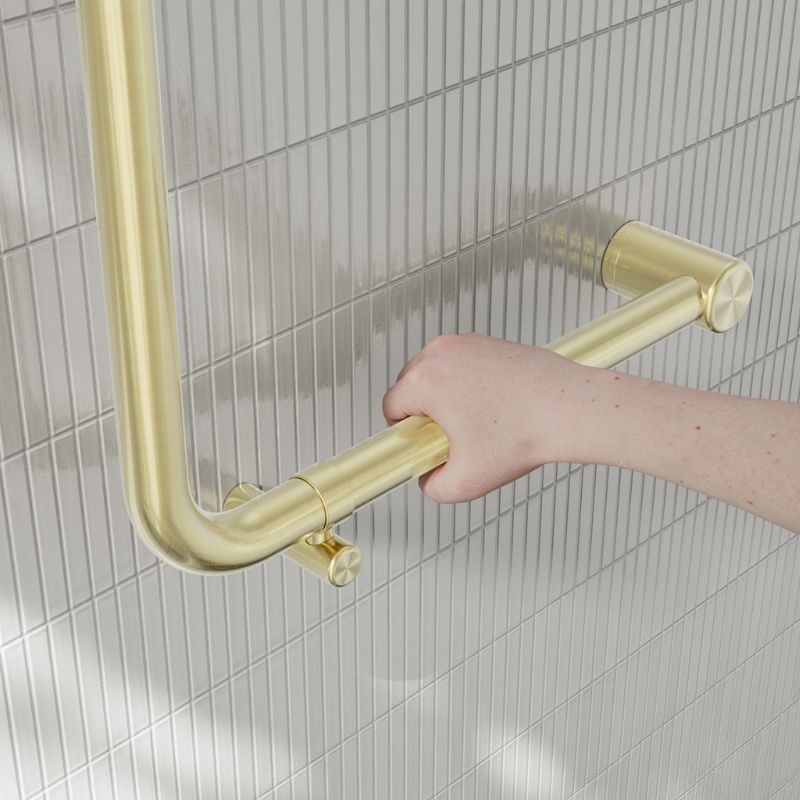 Calibre Mecca 32mm AS1428.1 Ambulant 90 Degree Bent Tube Grab Rail 450x450mm Brushed Gold - NRCR3290DBG