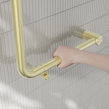 Calibre Mecca 32mm AS1428.1 Ambulant 90 Degree Bent Tube Grab Rail 450x450mm Brushed Gold - NRCR3290DBG