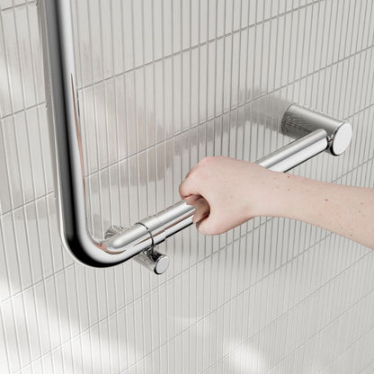 Calibre Mecca 32mm AS1428.1 Ambulant 90 Degree Bent Tube Grab Rail 450x450mm Chrome - NRCR3290DCH