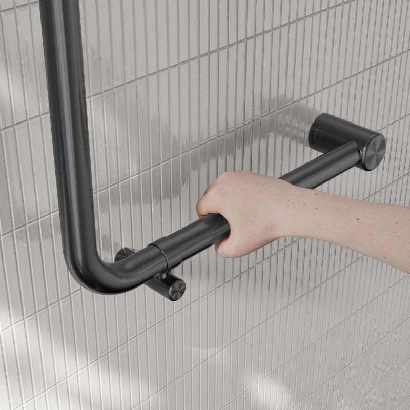 Calibre Mecca 32mm AS1428.1 Ambulant 90 Degree Bent Tube Grab Rail 450x450mm Gun Metal - NRCR3290DGM