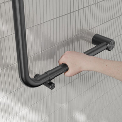 Calibre Mecca 32mm AS1428.1 Ambulant 90 Degree Bent Tube Grab Rail 450x450mm Gun Metal - NRCR3290DGM