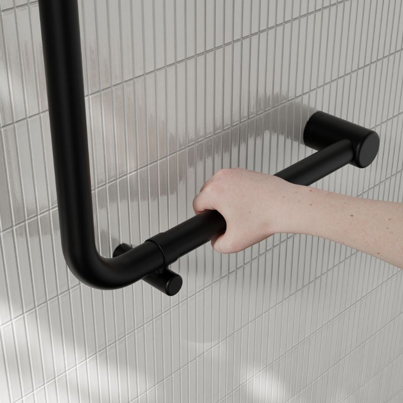 Calibre Mecca 32mm AS1428.1 Ambulant 90 Degree Bent Tube Grab Rail 450x450mm Matte Black - NRCR3290DMB