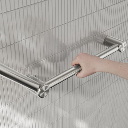 Calibre Mecca 32mm AS1428.1 Ambulant Toilet Grab Rail 45 Degree 750x450mm Brushed Nickel - NRCR3245ABN