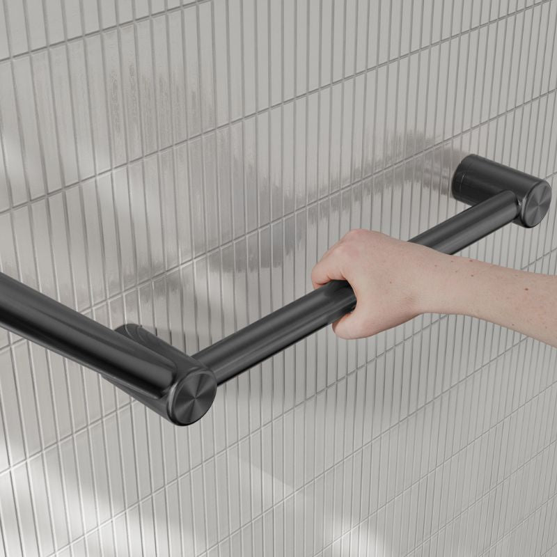 Calibre Mecca 32mm AS1428.1 Ambulant Toilet Grab Rail 45 Degree 750x450mm Gun Metal - NRCR3245AGM