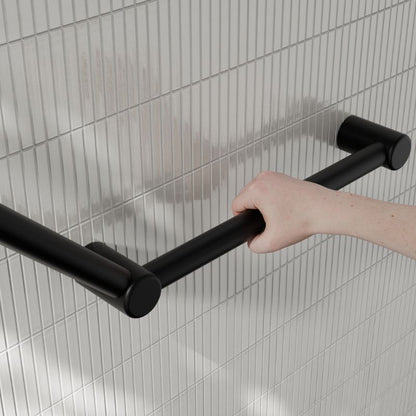 Calibre Mecca 32mm AS1428.1 Ambulant Toilet Grab Rail 45 Degree 750x450mm Matte Black - NRCR3245AMB
