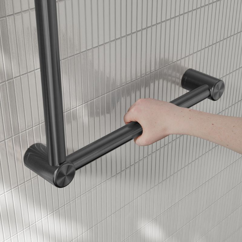 Calibre Mecca 32mm AS1428.1 Ambulant Toilet Grab Rail 90 Degree 450x450mm Gun Metal - NRCR3290AGM
