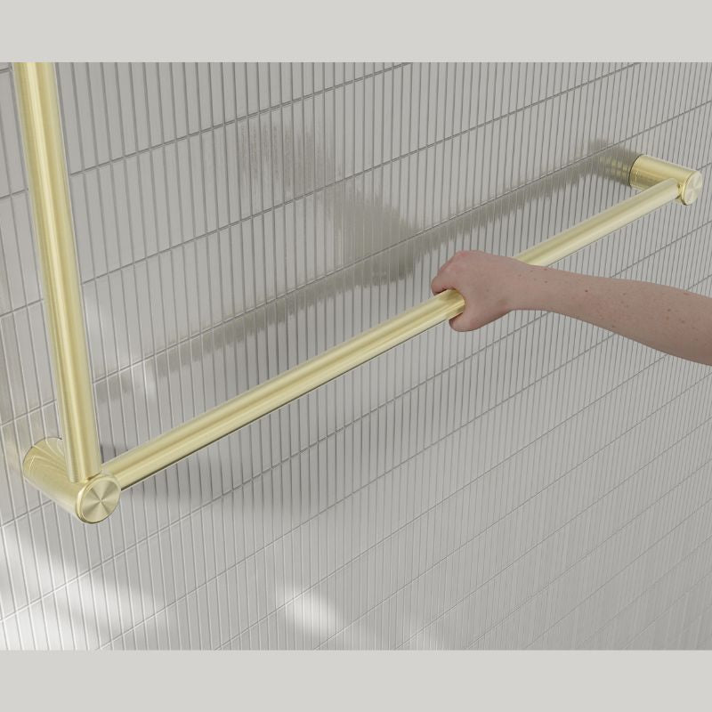 Calibre Mecca 32mm DDA Accessible Grab Rail Set 90 Degree 600x1000mm Brushed Gold - NRCR3290BG