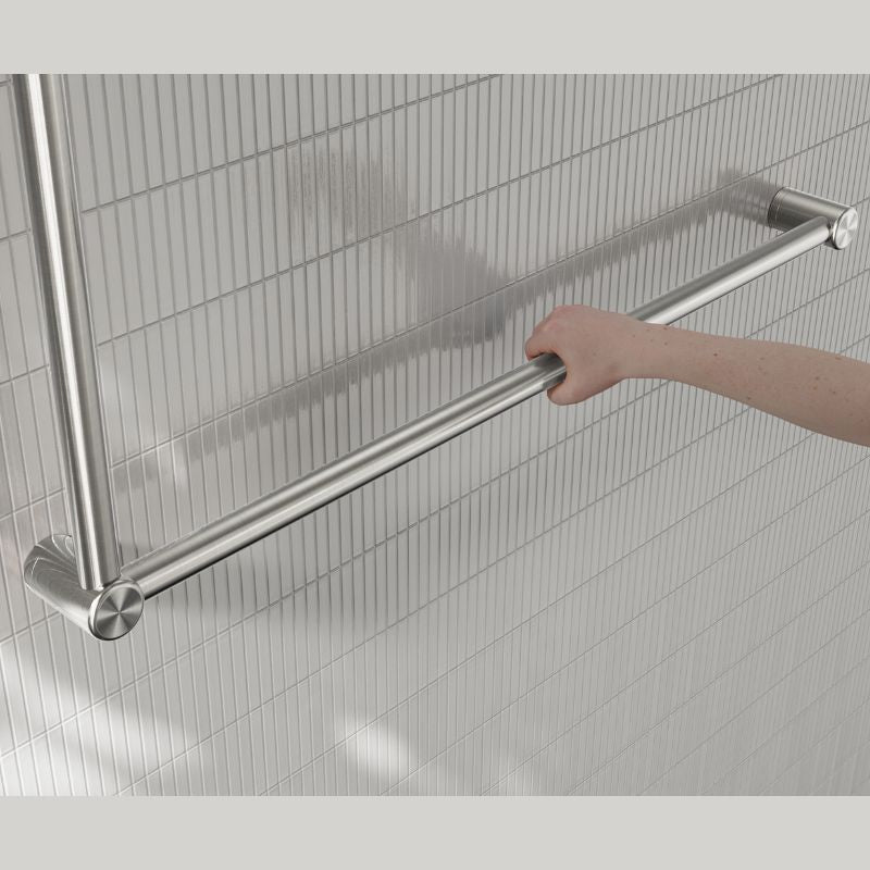 Calibre Mecca 32mm DDA Accessible Grab Rail Set 90 Degree 600x1000mm Brushed Nickel - NRCR3290BN