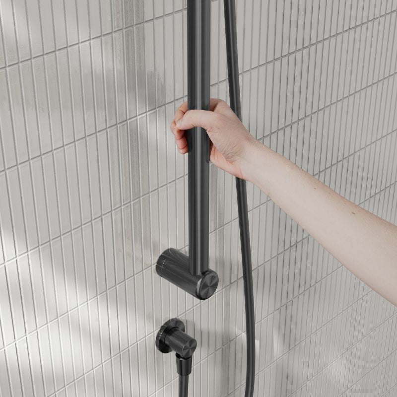 Calibre Mecca 32mm Grab Rail And Adjustable Shower Rail Set 900mm Gun Metal - NRCS005GM