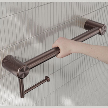 Calibre Mecca 32mm Grab Rail With Toilet Roll Holder 450mm Brushed Bronze - NRCR3218ABZ