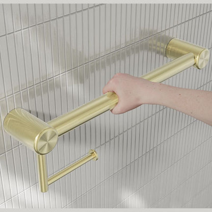 Calibre Mecca 32mm Grab Rail With Toilet Roll Holder 450mm Brushed Gold - NRCR3218ABG