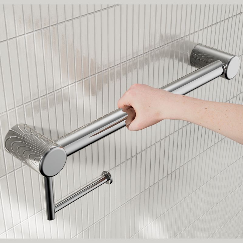 Calibre Mecca 32mm Grab Rail With Toilet Roll Holder 450mm Chrome - NRCR3218ACH