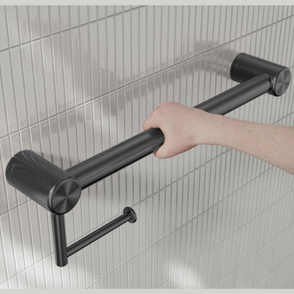 Calibre Mecca 32mm Grab Rail With Toilet Roll Holder 450mm Gun Metal - NRCR3218AGM