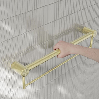 Calibre Mecca 32mm Grab Rail With Towel Holder 600mm Brushed Gold - NRCR3224BBG
