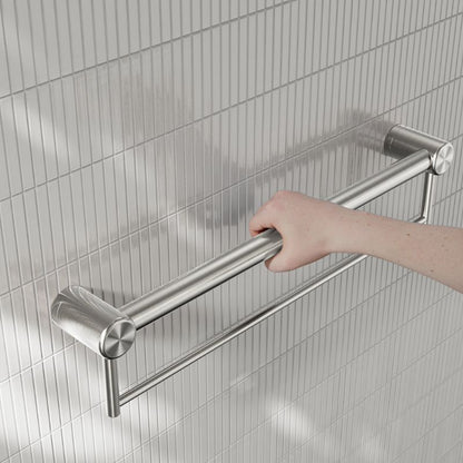 Calibre Mecca 32mm Grab Rail With Towel Holder 600mm Brushed Nickel - NRCR3224BBN