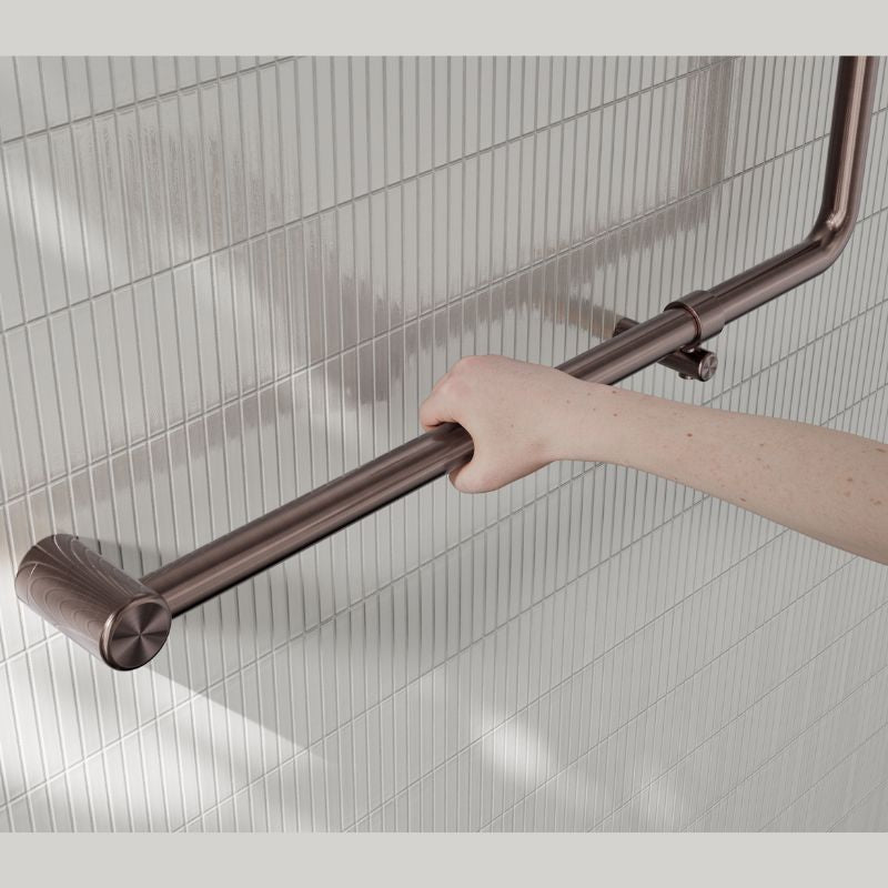 Calibre Mecca 32mm NZ4121 Accessible 90 Degree Grab Rail 750x750mm Brushed Bronze - NRCR3290bBZ