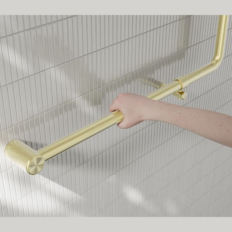 Calibre Mecca 32mm NZ4121 Accessible 90 Degree Grab Rail 750x750mm Brushed Gold - NRCR3290bBG