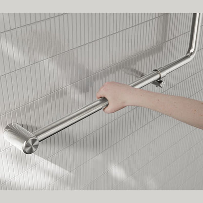 Calibre Mecca 32mm NZ4121 Accessible 90 Degree Grab Rail 750x750mm Brushed Nickel - NRCR3290bBN