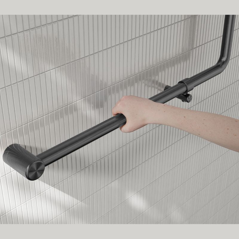 Calibre Mecca 32mm NZ4121 Accessible 90 Degree Grab Rail 750x750mm Gun Metal - NRCR3290bGM