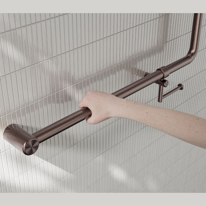Calibre Mecca 32mm NZ4121 Accessible 90 Degree Grab Rail 750x750mm With Toilet Roll Holder Brushed Bronze - NRCR3290bhBZ