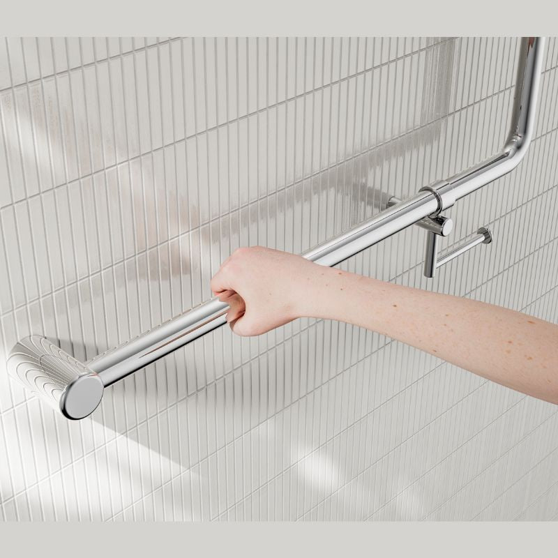 Calibre Mecca 32mm NZ4121 Accessible 90 Degree Grab Rail 750x750mm With Toilet Roll Holder Chrome - NRCR3290bhCH