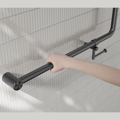 Calibre Mecca 32mm NZ4121 Accessible 90 Degree Grab Rail 750x750mm With Toilet Roll Holder Gun Metal - NRCR3290bhGM