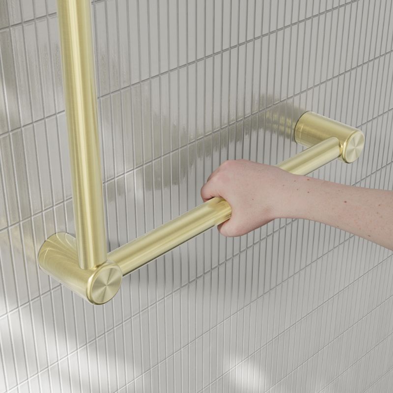 Calibre Mecca 32mm New Zealand Toilet Grab Rail 90 Degree 750x750mm Brushed Gold - R01A7575BG