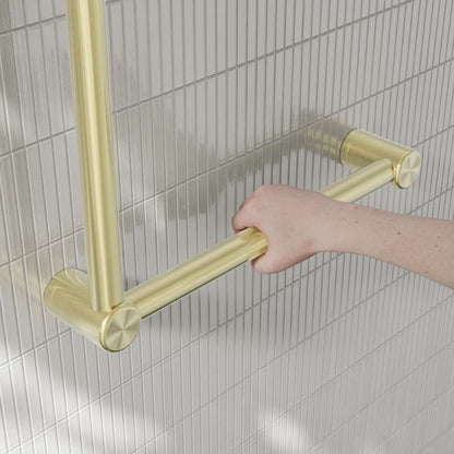 Calibre Mecca 32mm New Zealand Toilet Grab Rail 90 Degree 750x750mm Brushed Gold - R01A7575BG