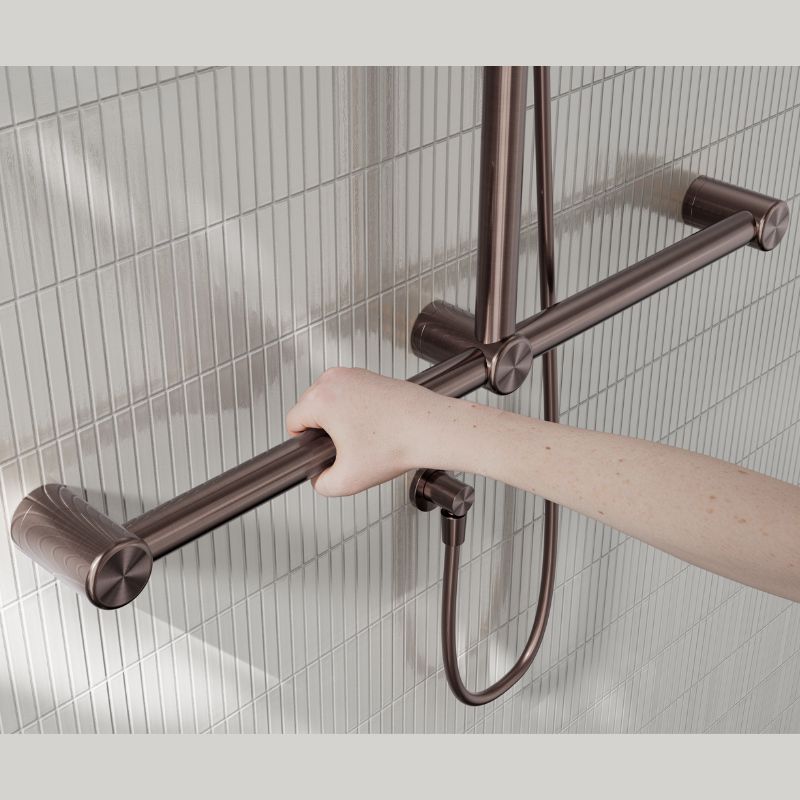 Calibre Mecca 32mm T Bar Grab Rail And Adjustable Shower Set 1100x750mm Brushed Bronze - NRCS006BZ
