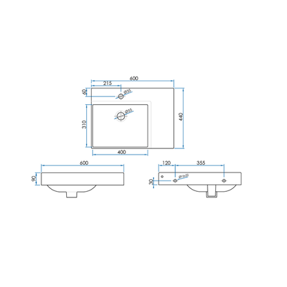 Avail Washbasin Sink DDA Accessible AS1428.1 Modern Wall Hung with Left Hand Bowl Gloss White - ABWDDA1L