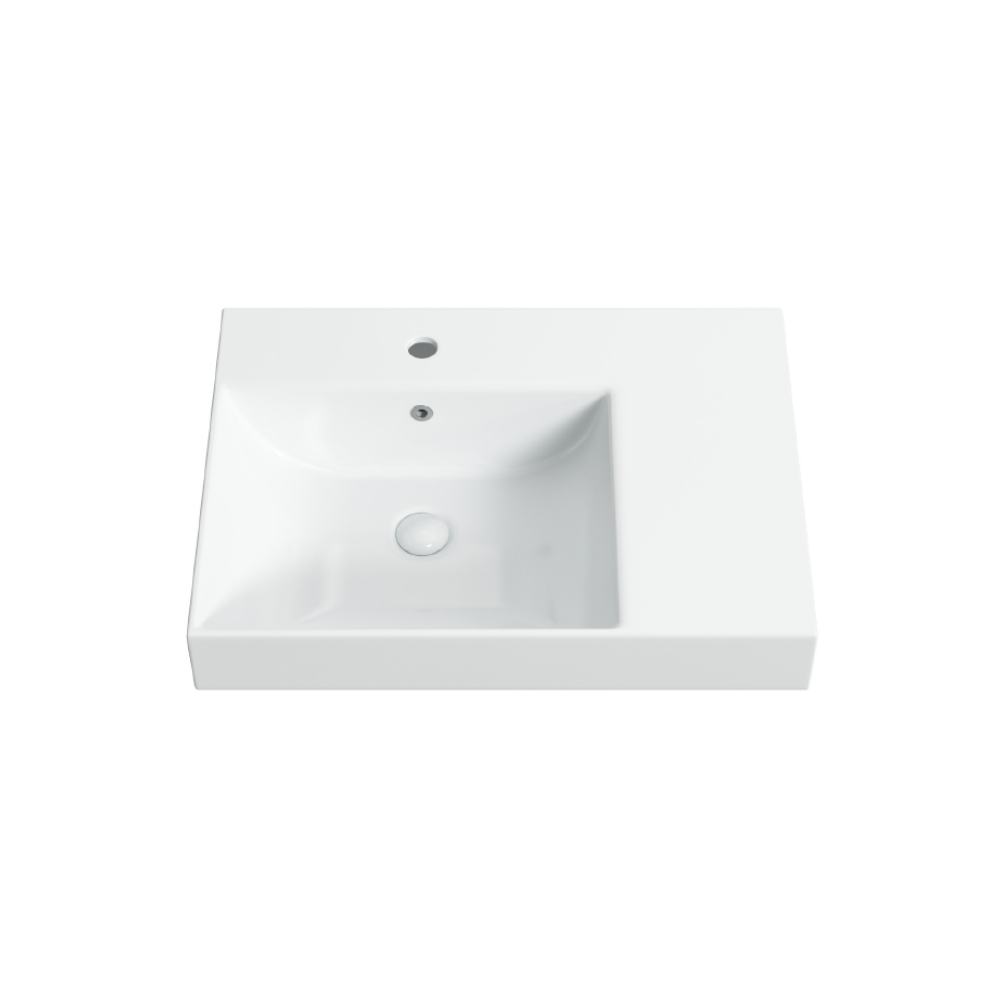 Avail Washbasin Sink DDA Accessible AS1428.1 Modern Wall Hung with Left Hand Bowl Gloss White - ABWDDA1L