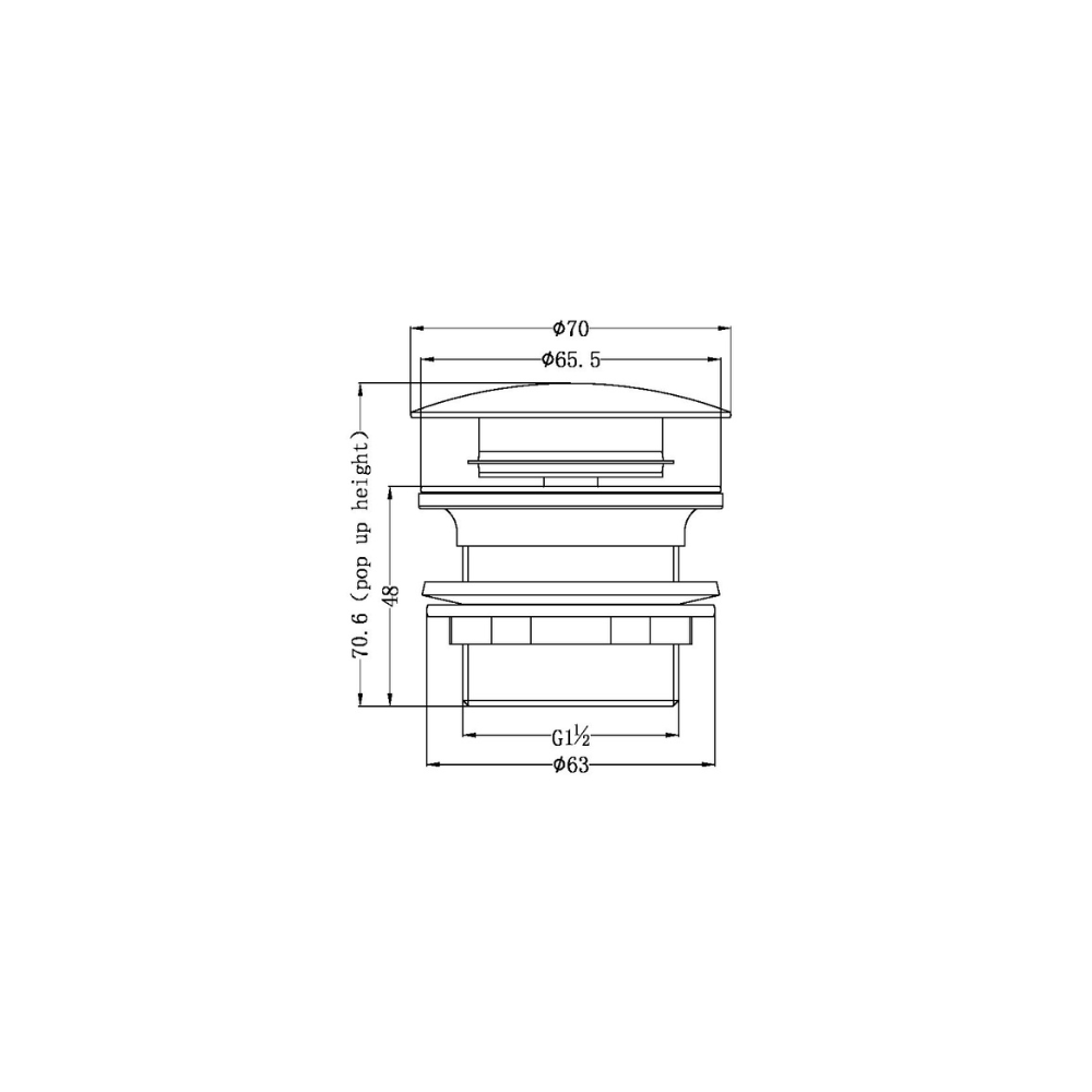 Pop-Up Plug Bath 40mm With Removable Waste No Overflow Gun Metal - NRA707GM
