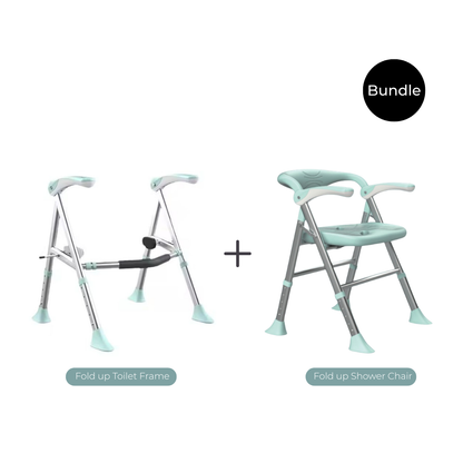 Bathroom Safety Bundle – Fold Up Shower Chair & Toilet Support Frame - S03F1C1