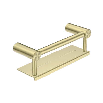 CALIBRE MECCA 25MM GRAB RAIL WITH SHELF 300MM BRUSHED GOLD