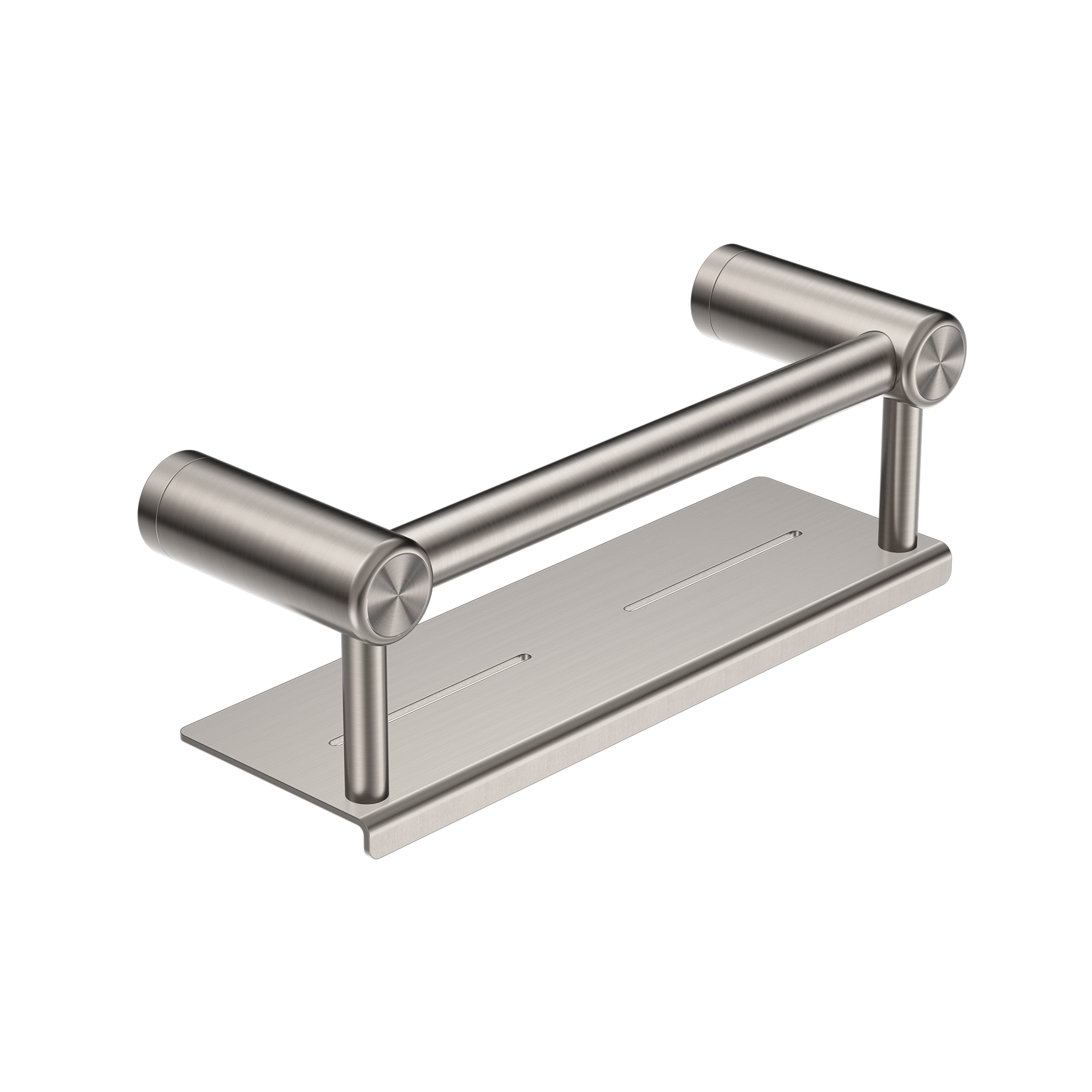 CALIBRE MECCA 25MM GRAB RAIL WITH SHELF 300MM BRUSHED NICKEL