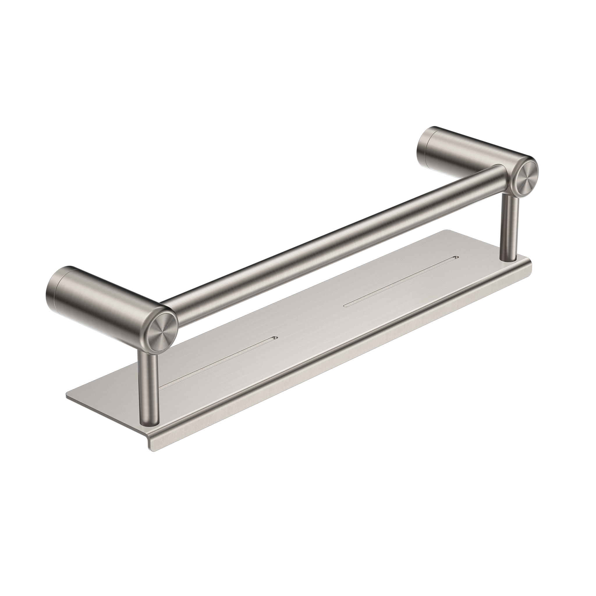 CALIBRE MECCA 25MM GRAB RAIL WITH SHELF 450MM BRUSHED NICKEL