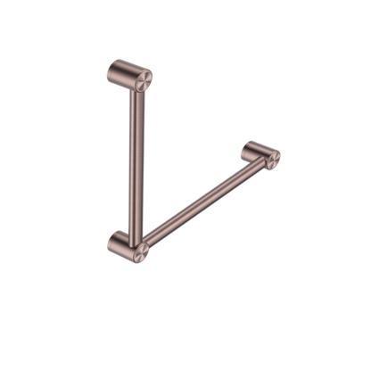 CALIBRE MECCA 32MM AMBULANT TOILET GRAB RAIL 90 DEGREE 450x450MM BRUSHED BRONZE