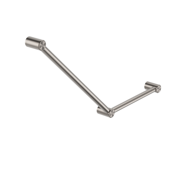 Calibre Mecca 32mm AS1428.1 Ambulant Toilet Grab Rail 45 Degree 750x450mm Brushed Nickel - NRCR3245ABN